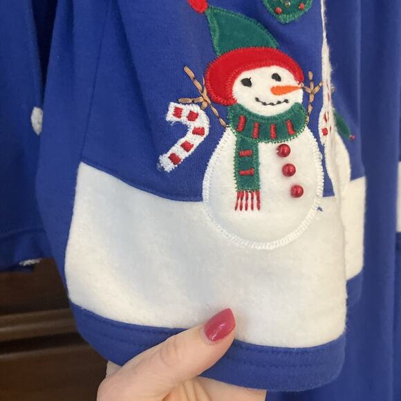Marisa Christina Dress / Cardigan Set Outfit Women’s Size XL Large Snowman Blue - Picture 6 of 14